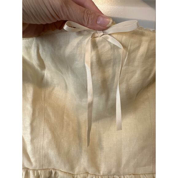 Reformation Malvina Cream Linen Puff Sleeve Mini Dress NWT Size 8 - Picture 5 of 10